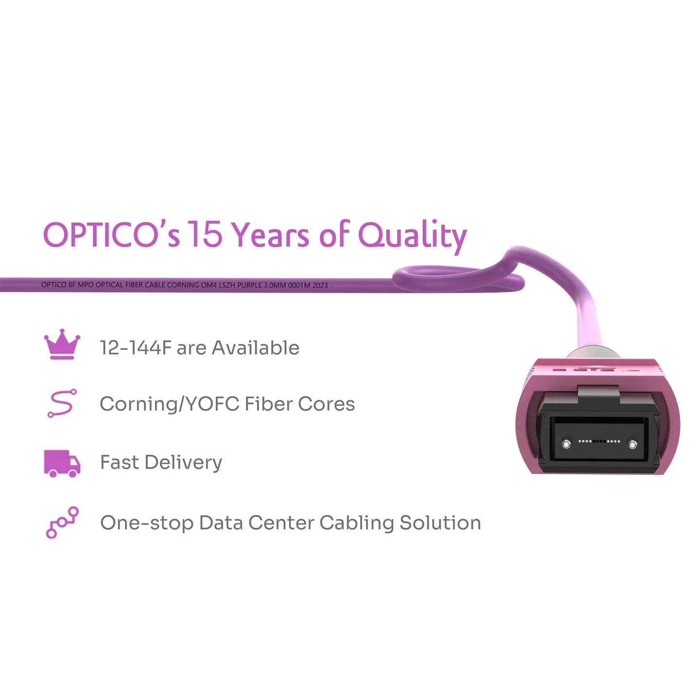 8F MPO To LC Fanout Cable OM4 Purple